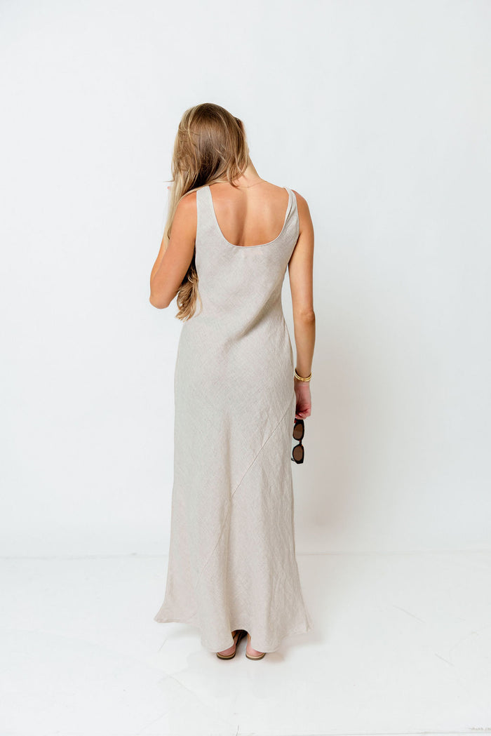 Kenya 100% Linen Maxi Dress in Melange