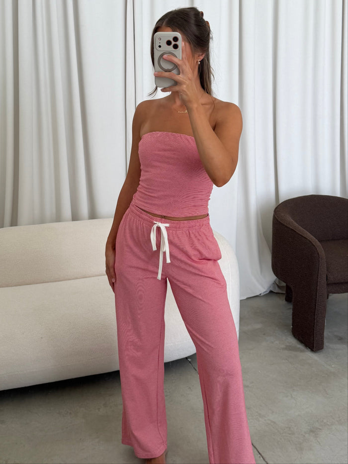Khloe Set in Red/White Stripe