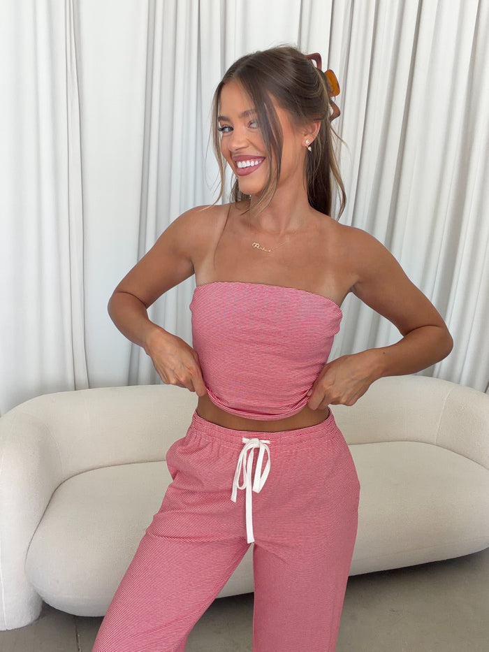 Khloe Set in Red/White Stripe