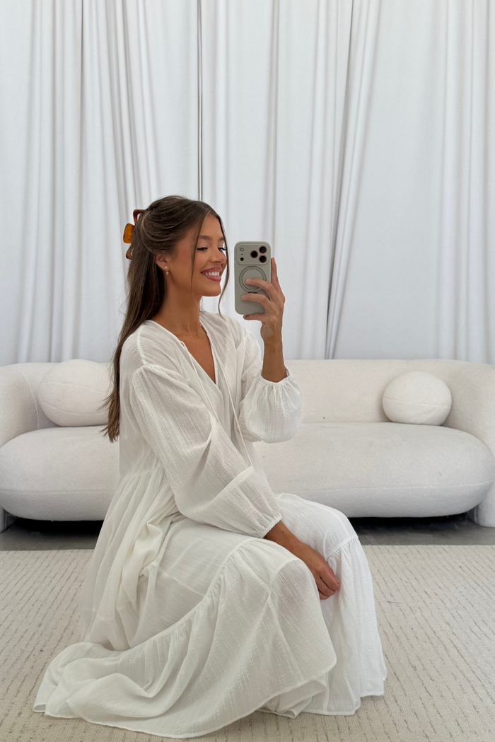 Kimora Maxi Dress in Off-White - Bump Friendly