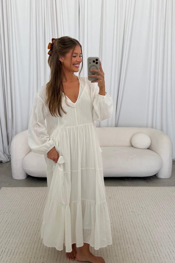 Kimora Maxi Dress in Off-White - Bump Friendly