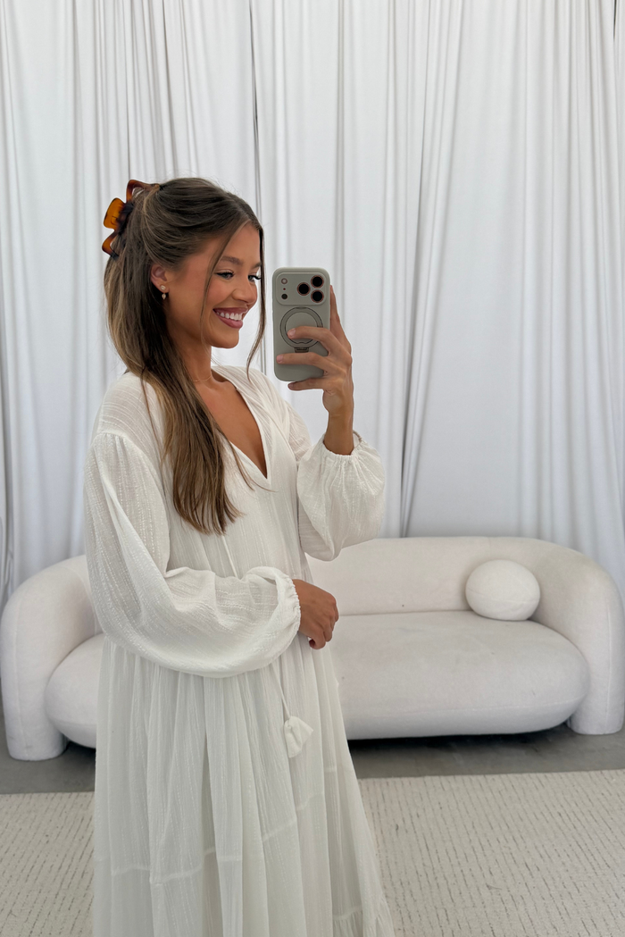 Kimora Maxi Dress in Off-White - Bump Friendly