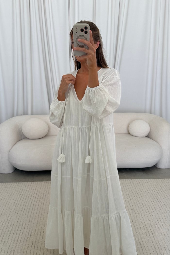 Kimora Maxi Dress in Off-White - Bump Friendly