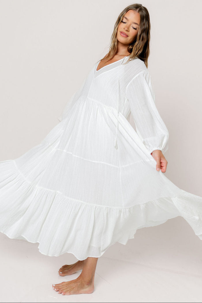 Kimora Maxi Dress in Off-White - Bump Friendly