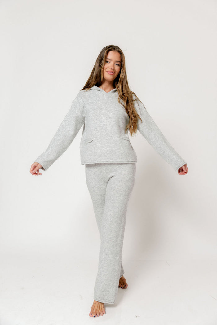 Kippa Soft Knit Hoodie and Pants Set in Grey Melange