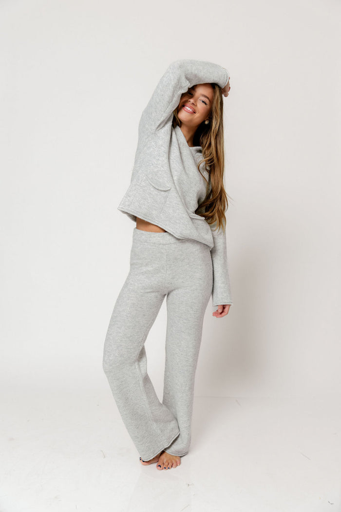 Kippa Soft Knit Hoodie and Pants Set in Grey Melange