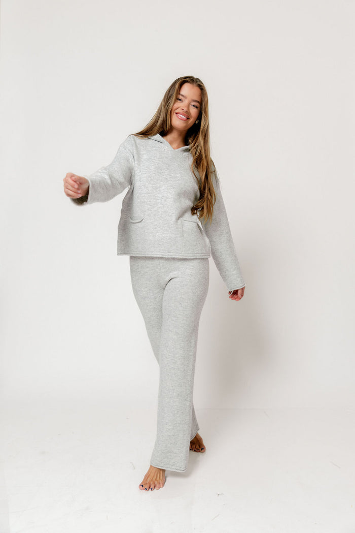 Kippa Soft Knit Hoodie and Pants Set in Grey Melange