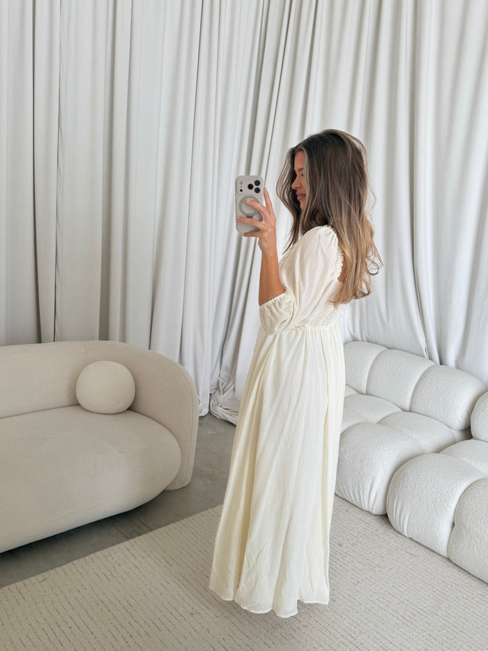 Lacey 100% Cotton Maxi Dress in Cream