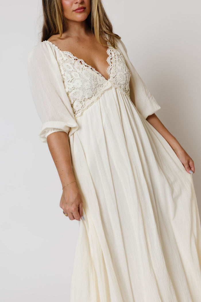 Lacey 100% Cotton Maxi Dress in Cream