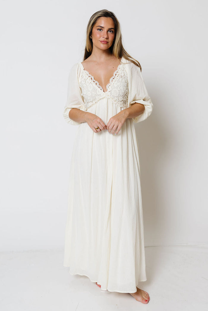 Lacey 100% Cotton Maxi Dress in Cream