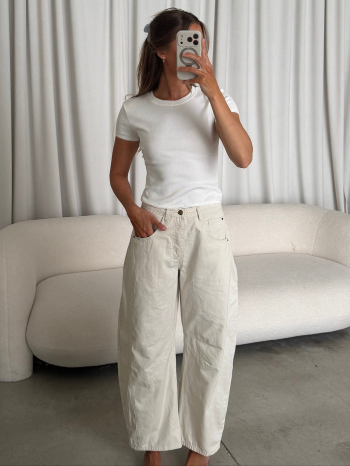 Lance Wide Leg Barrel Pants in Cloud Dancer