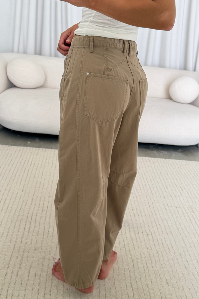 Lance Wide Leg Barrel Pants in Taupe