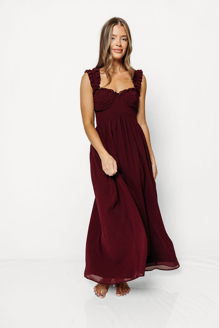 Landree Maxi Dress in Burgundy *9/18 PRE-ORDER*
