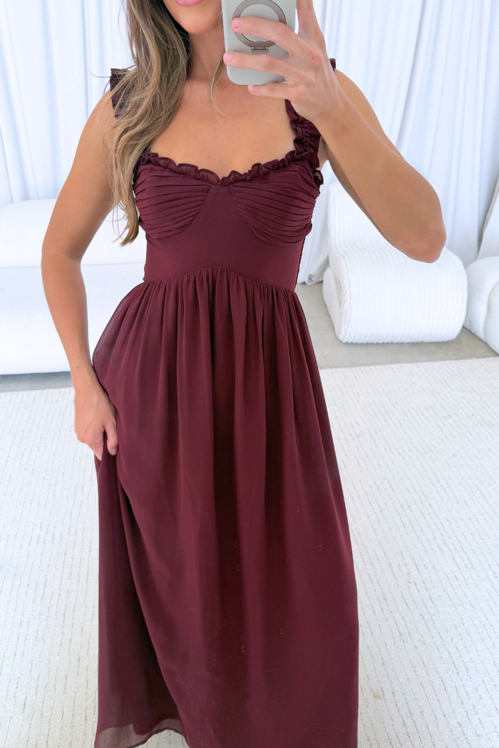Landree Maxi Dress in Burgundy *9/18 PRE-ORDER*