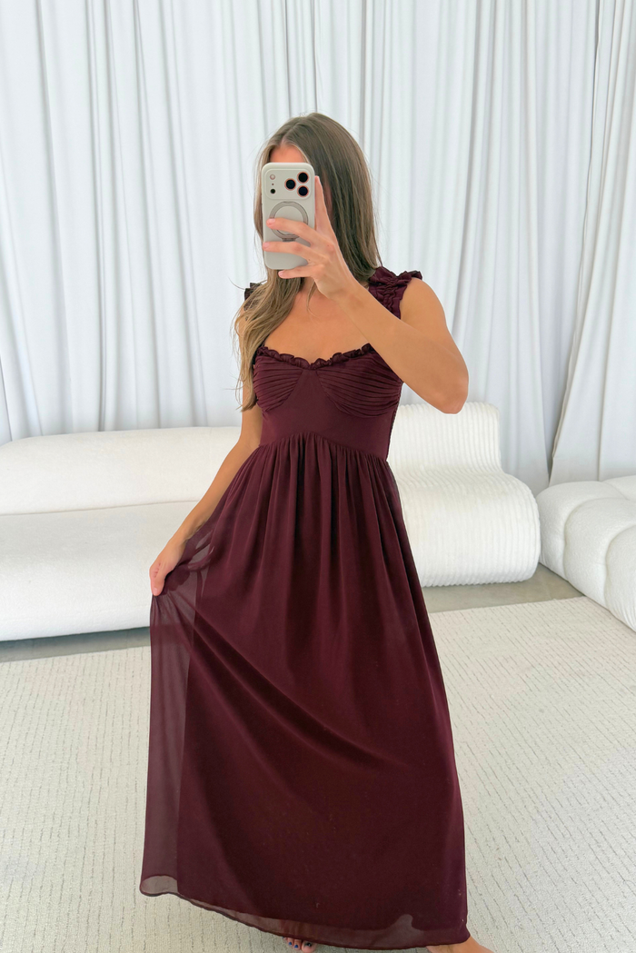 Landree Maxi Dress in Burgundy *9/18 PRE-ORDER*