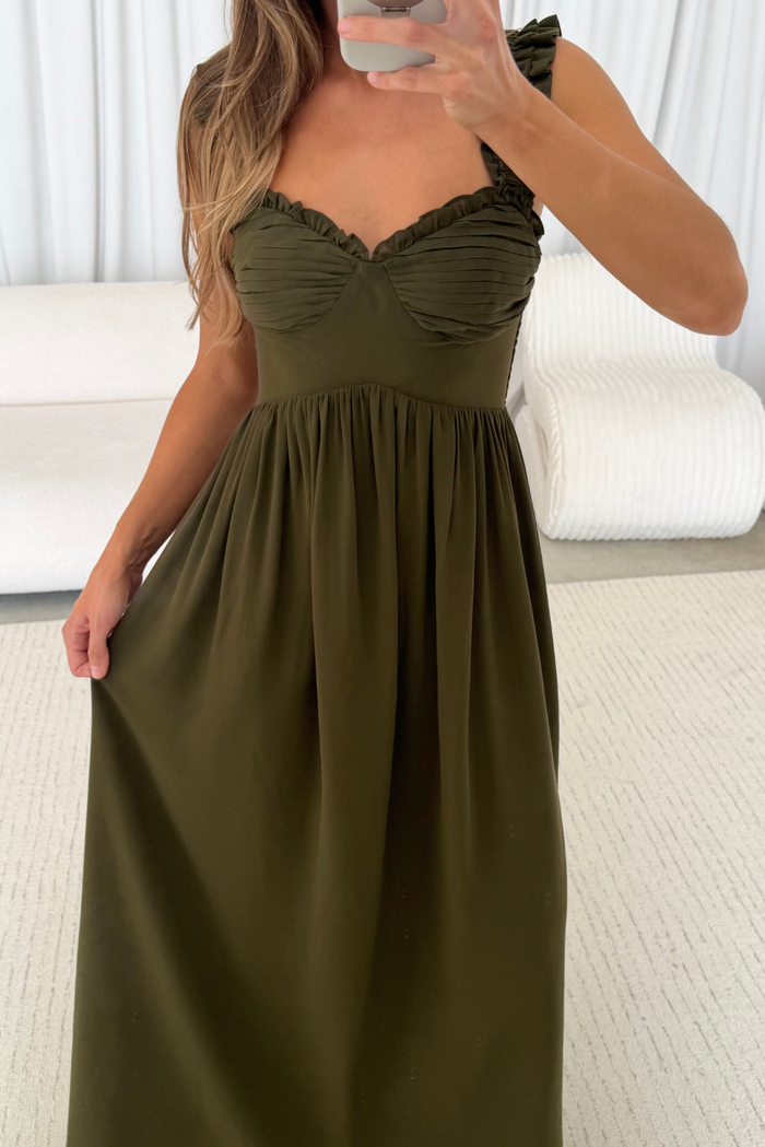 Landree Maxi Dress in Olive *9/18 PRE-ORDER*