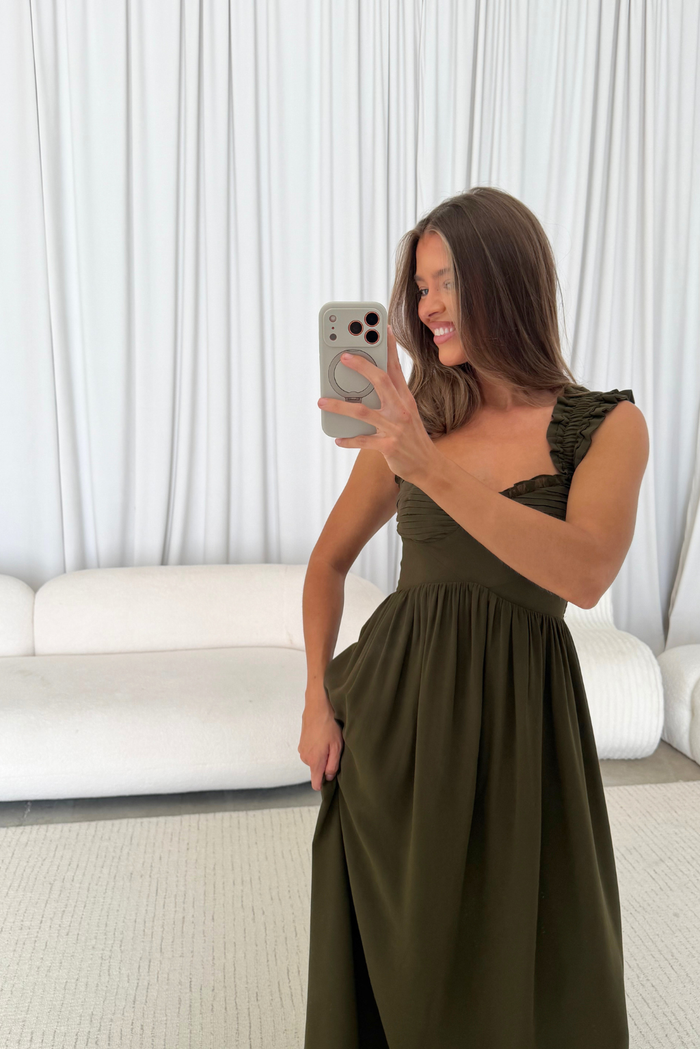 Landree Maxi Dress in Olive *9/18 PRE-ORDER*