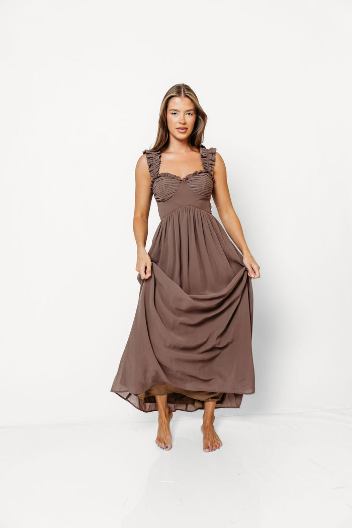 Landree Maxi Dress in Taupe *9/18 PRE-ORDER*