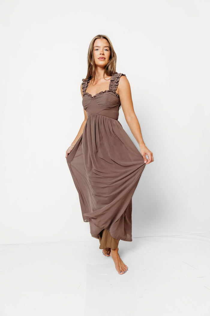 Landree Maxi Dress in Taupe *9/18 PRE-ORDER*
