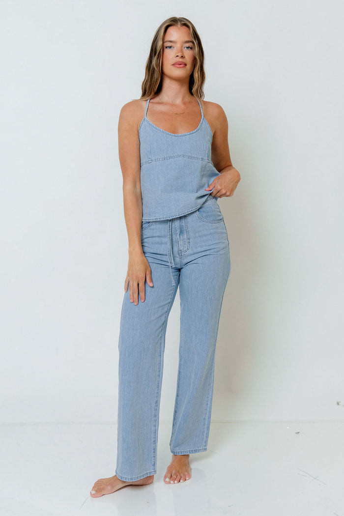 Layne Denim Set in Light Blue