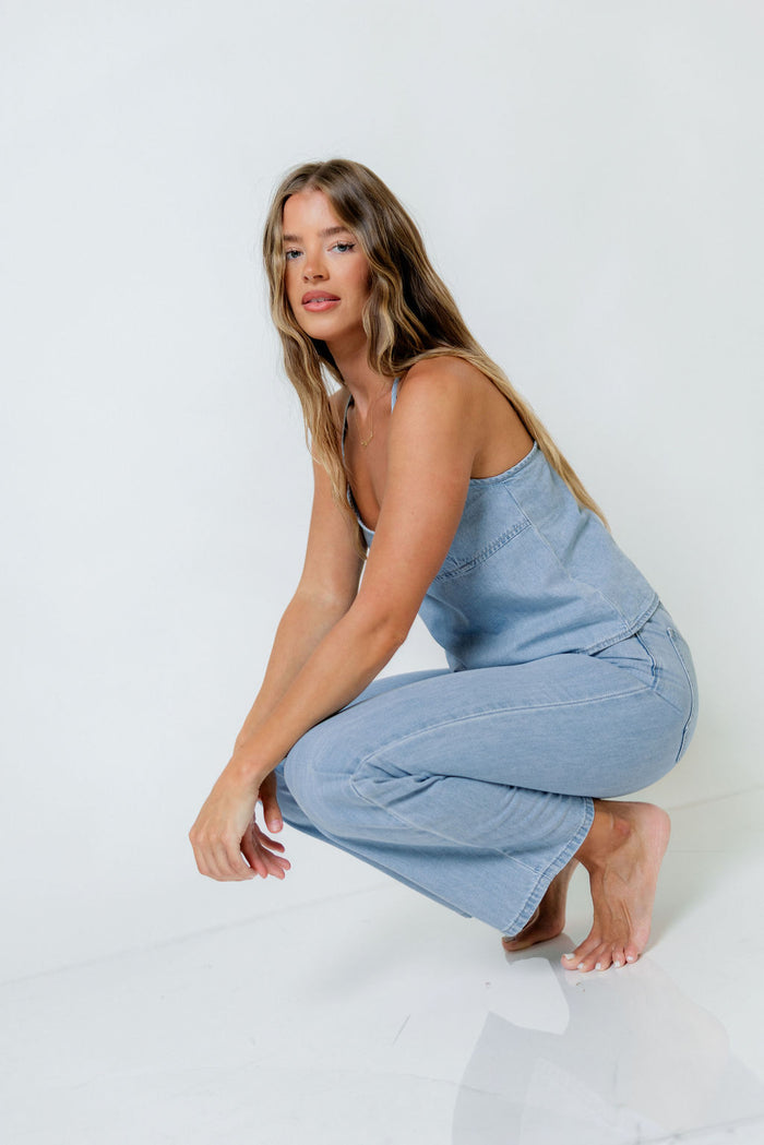 Layne Denim Set in Light Blue