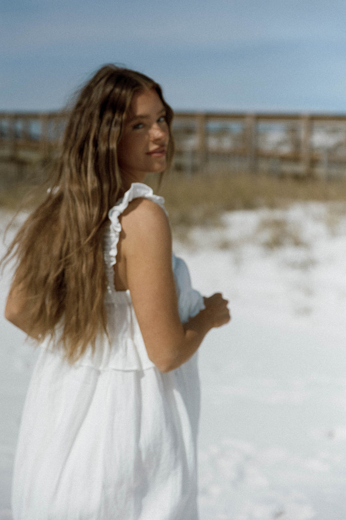 Lelah 100% Linen Maxi Dress in Off-White - Bump Friendly