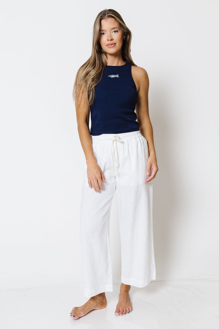 Lenny Beaded Shark Tank Top in Navy