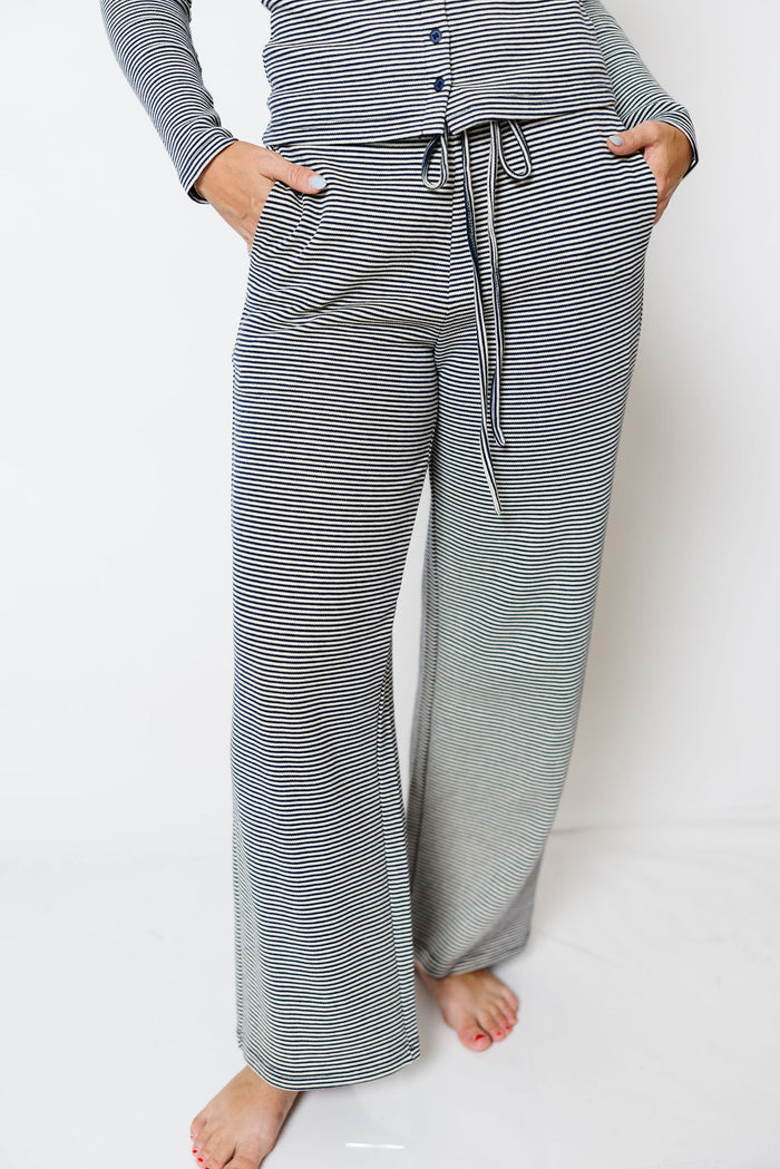 Leo Striped Lounge Set in Navy