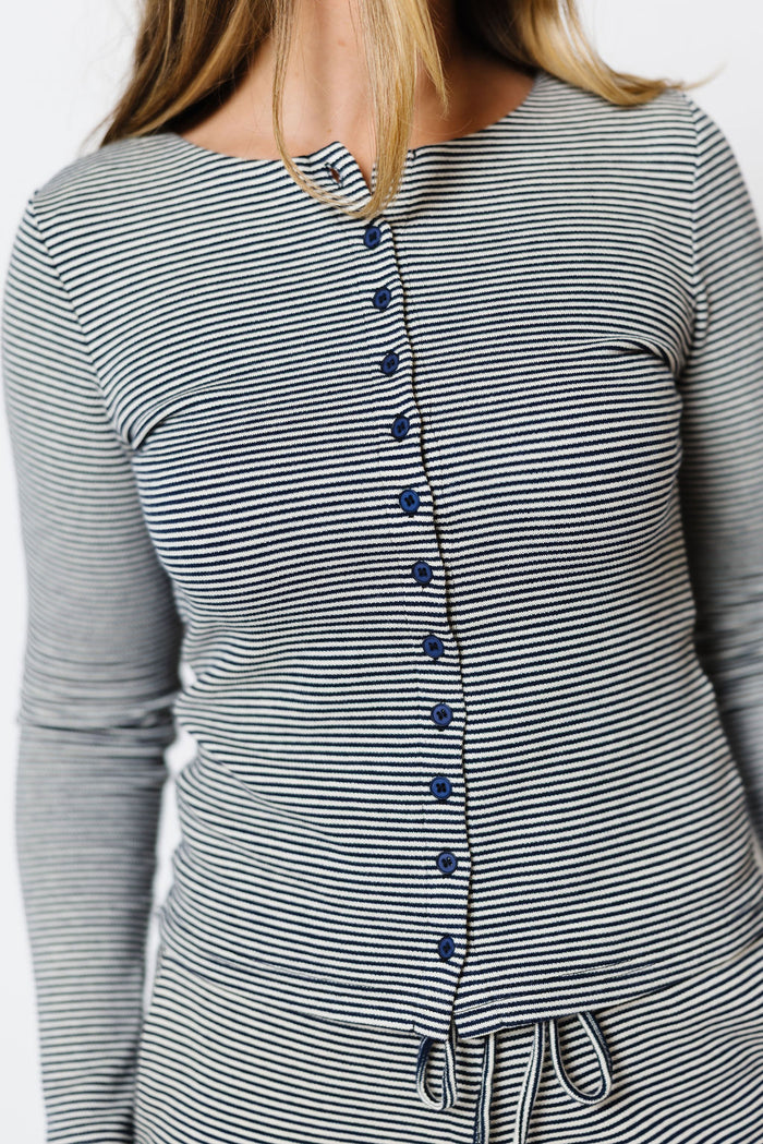 Leo Striped Lounge Set in Navy