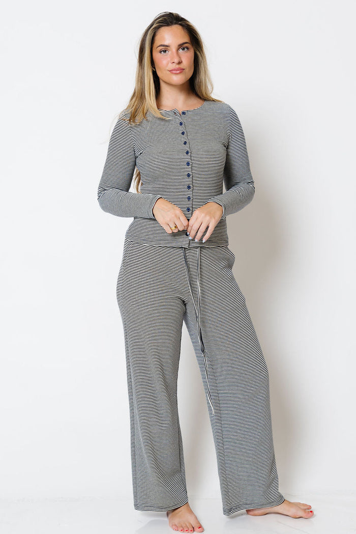 Leo Striped Lounge Set in Navy