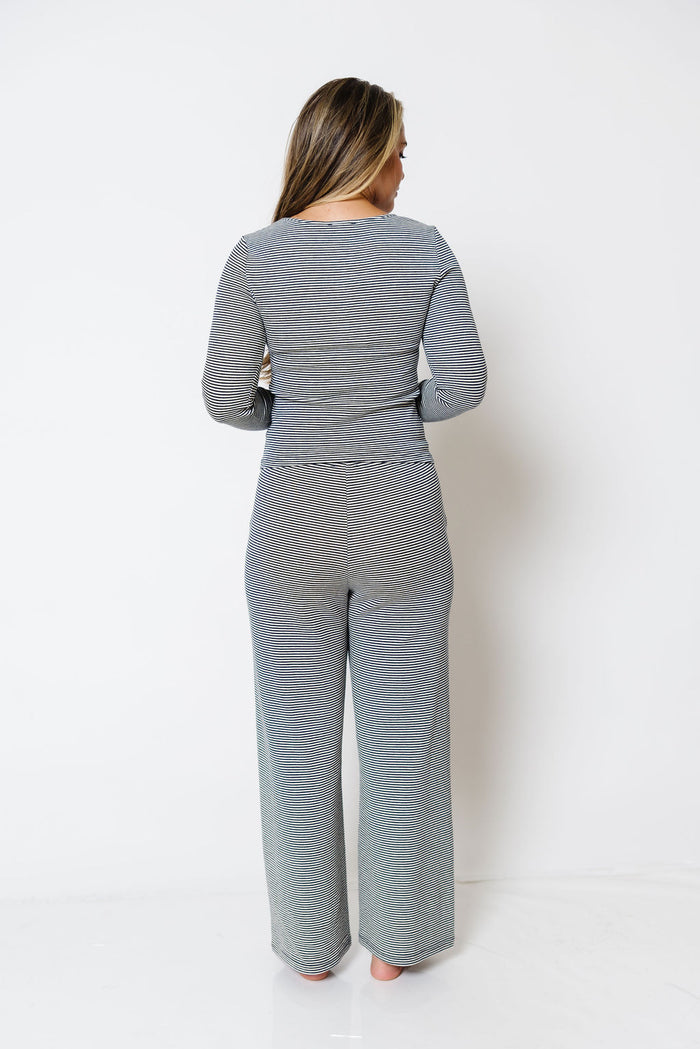 Leo Striped Lounge Set in Navy
