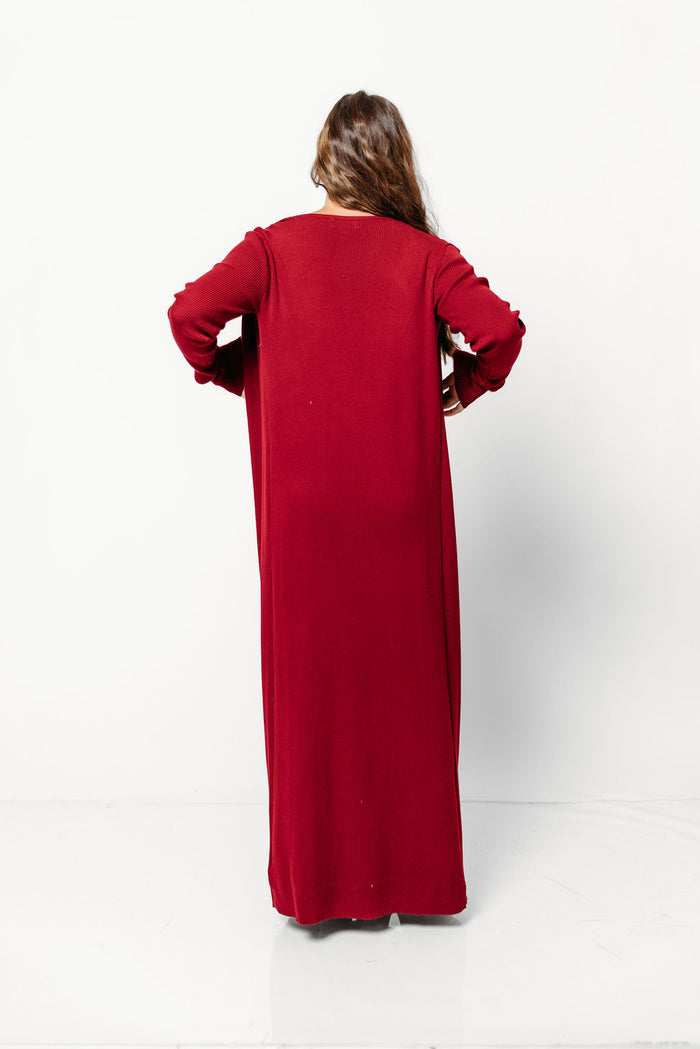 Lina Two Piece Dress Set in Burgundy - Bump Friendly (Color is Deeper in Person)