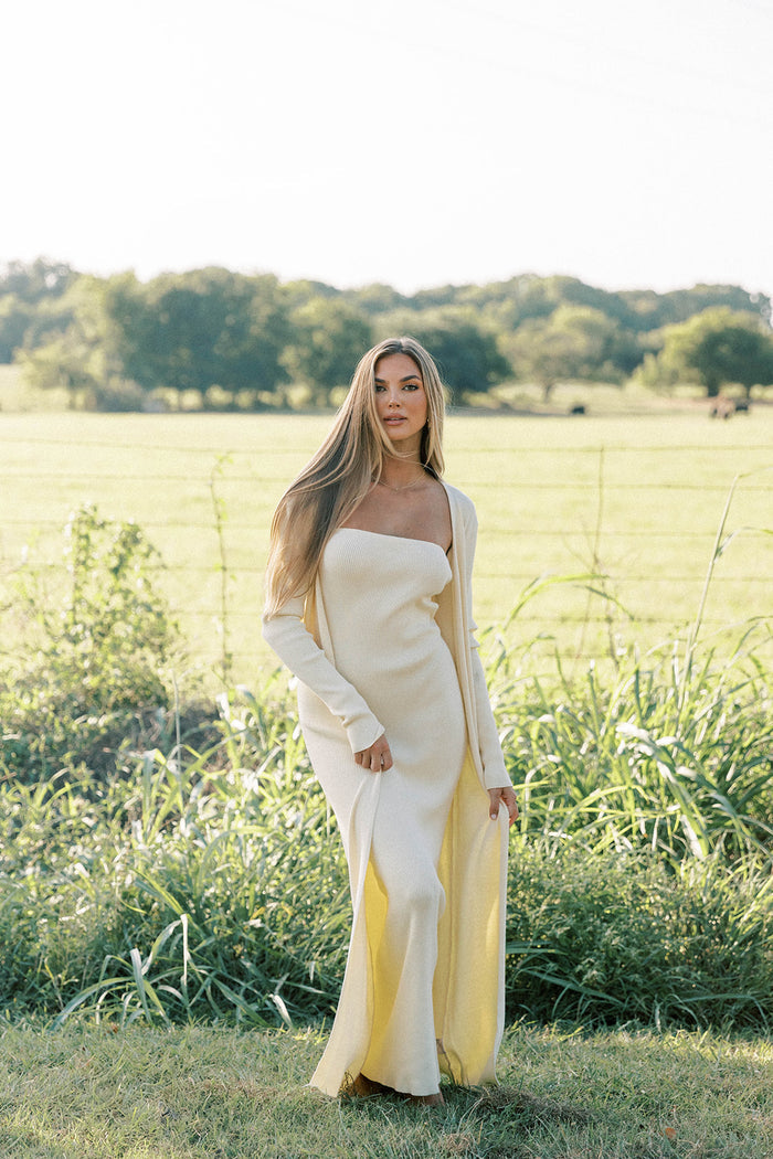 Lina Two Piece Dress Set in Butter Yellow - Bump Friendly