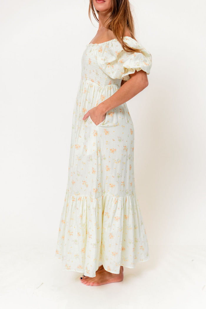 Livvy 100% Cotton Dress in Green (Fully Lined) - Bump Friendly