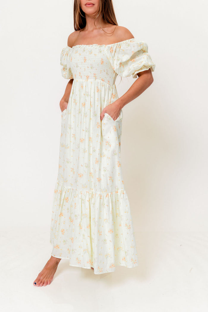 Livvy 100% Cotton Dress in Green (Fully Lined) - Bump Friendly