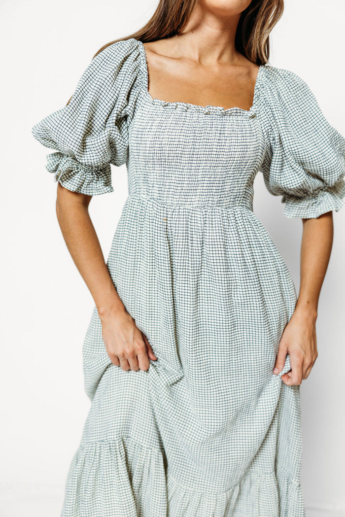 Livvy 100% Cotton Dress in Navy/Ivory Grid - Inclusive Sizing *9/3 PRE-ORDER*