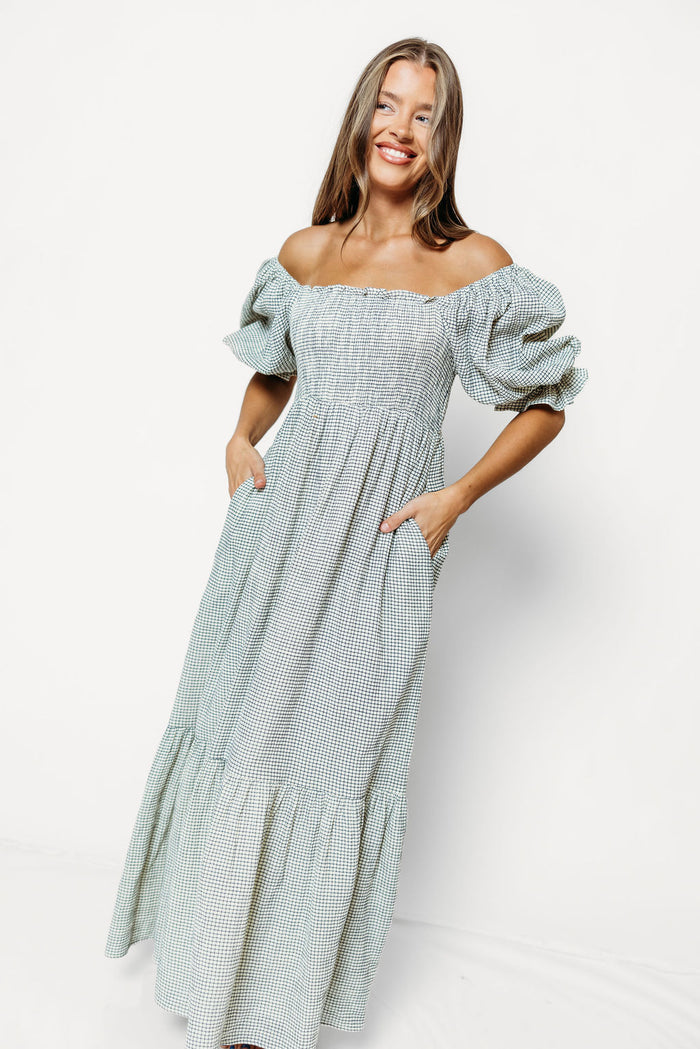 Livvy 100% Cotton Dress in Navy/Ivory Grid - Inclusive Sizing *9/3 PRE-ORDER*
