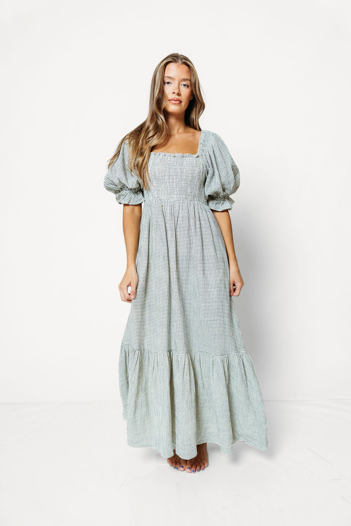 Livvy 100% Cotton Dress in Navy/Ivory Grid - Inclusive Sizing *9/3 PRE-ORDER*