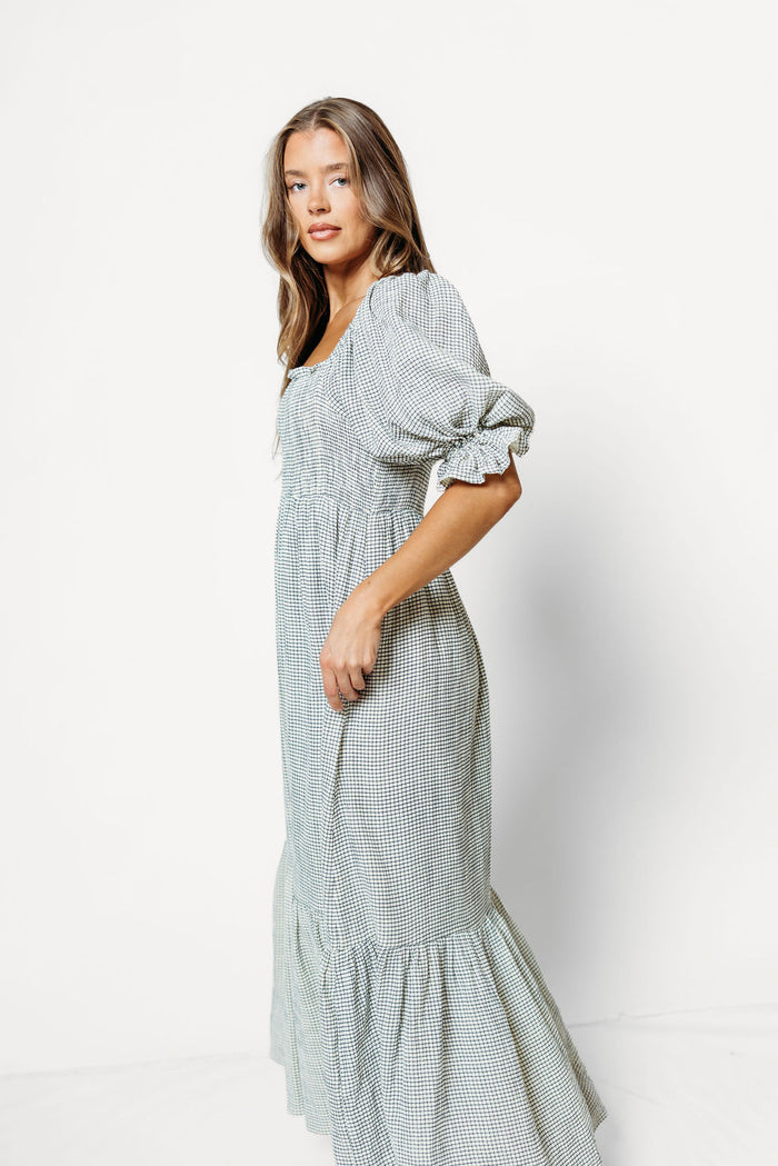 Livvy 100% Cotton Dress in Navy/Ivory Grid - Inclusive Sizing *9/3 PRE-ORDER*