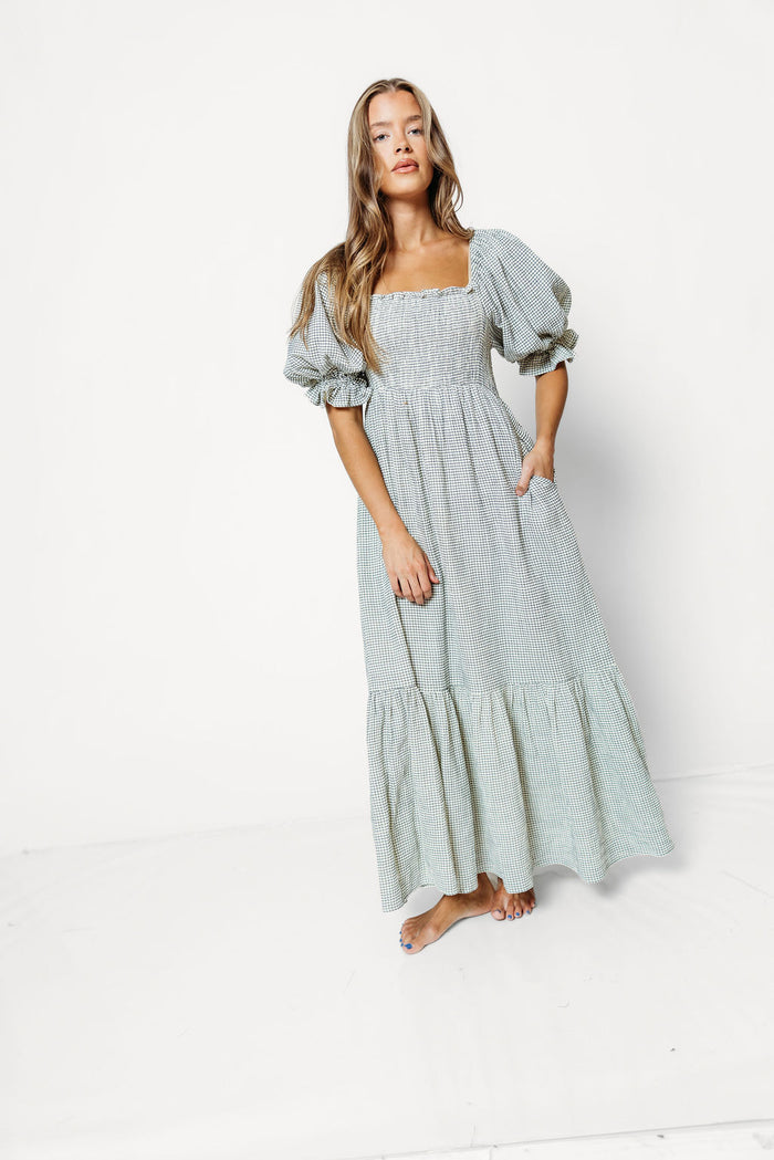 Livvy 100% Cotton Dress in Navy/Ivory Grid - Inclusive Sizing *9/3 PRE-ORDER*