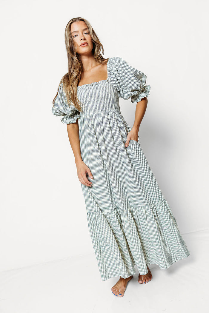 Livvy 100% Cotton Dress in Navy/Ivory Grid - Inclusive Sizing *9/3 PRE-ORDER*