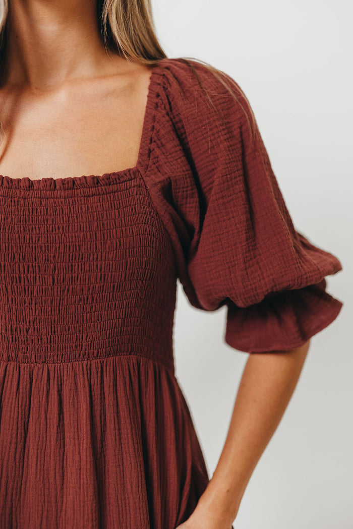 Livvy 100% Cotton Maxi Dress in Rust Brown - Bump Friendly & Inclusive Sizing
