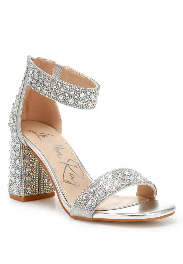 London Rag Block Sandals: Rose Gold