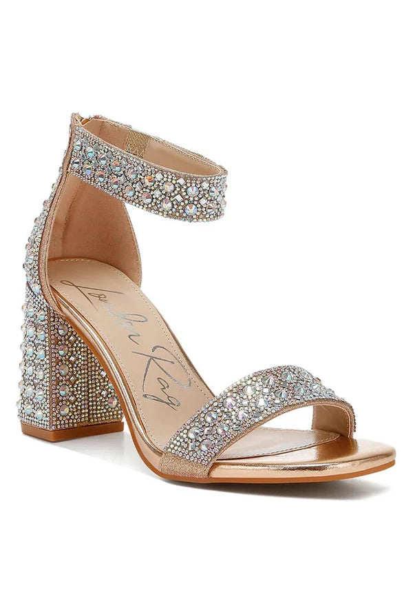 London Rag Block Sandals: Rose Gold