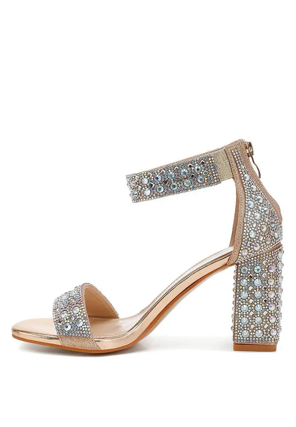 London Rag Block Sandals: Rose Gold