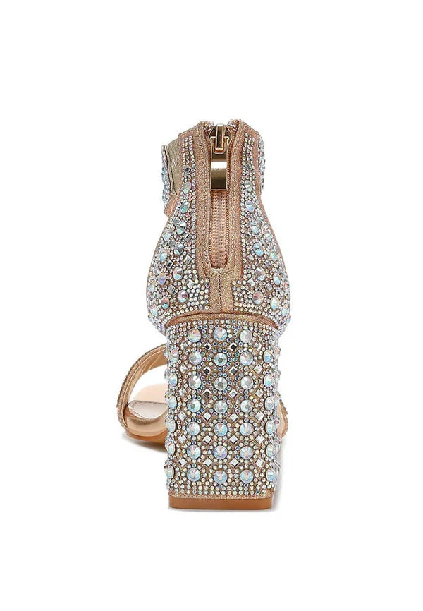 London Rag Block Sandals: Rose Gold