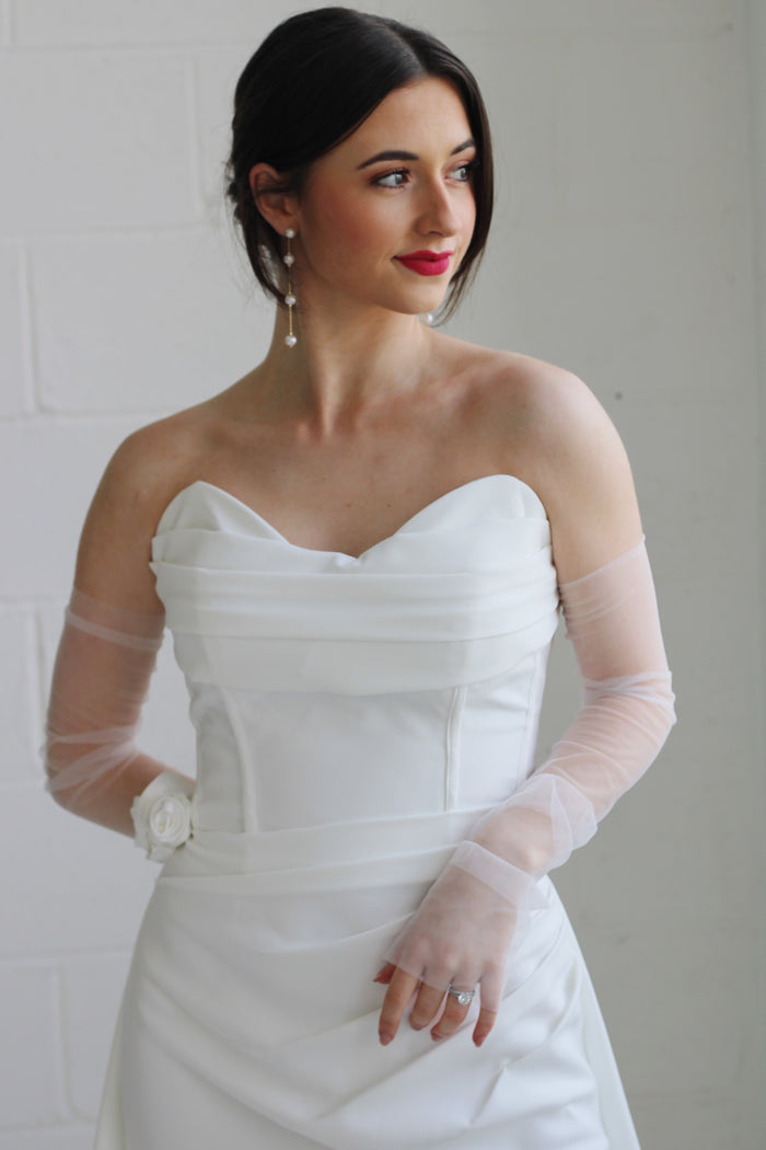 Long Sheer Wedding Sleeves - Velo Bianco