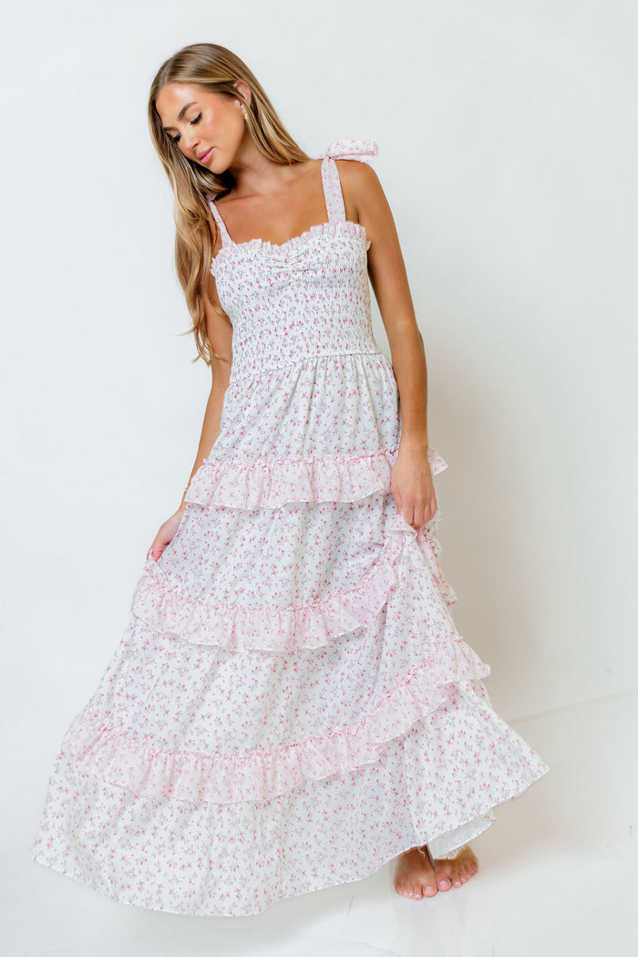 Lucy Ditsy Floral Maxi Dress in Light Pink *Final Sale*