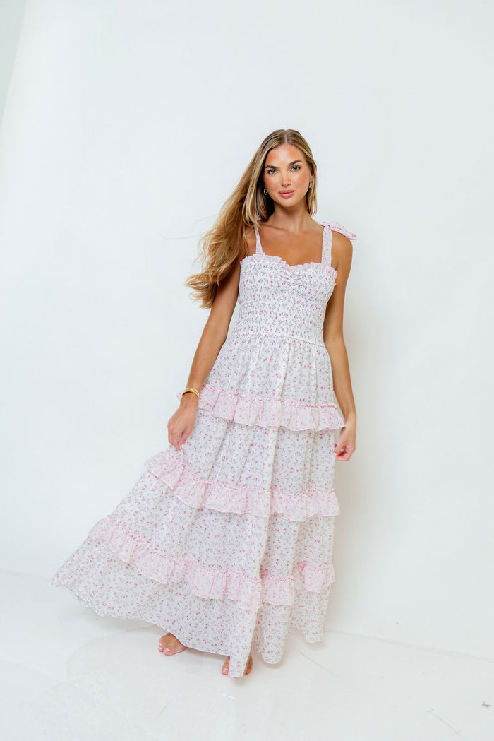 Lucy Ditsy Floral Maxi Dress in Light Pink *Final Sale*