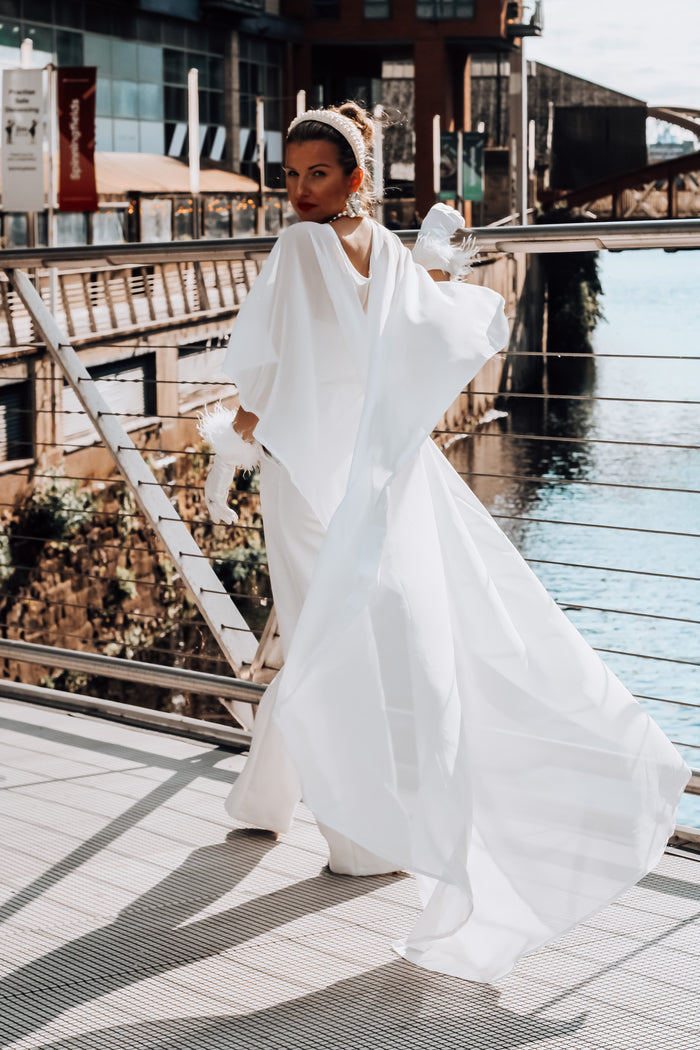 Luxury Chiffon Wedding Cape - Velo Bianco